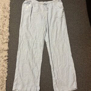 Hollister Blue and White Striped Straight Leg Pants